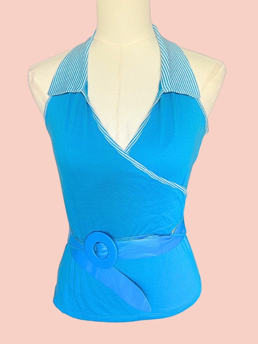 Vintage Y2K Switch Blue Belted Halter Top NWT